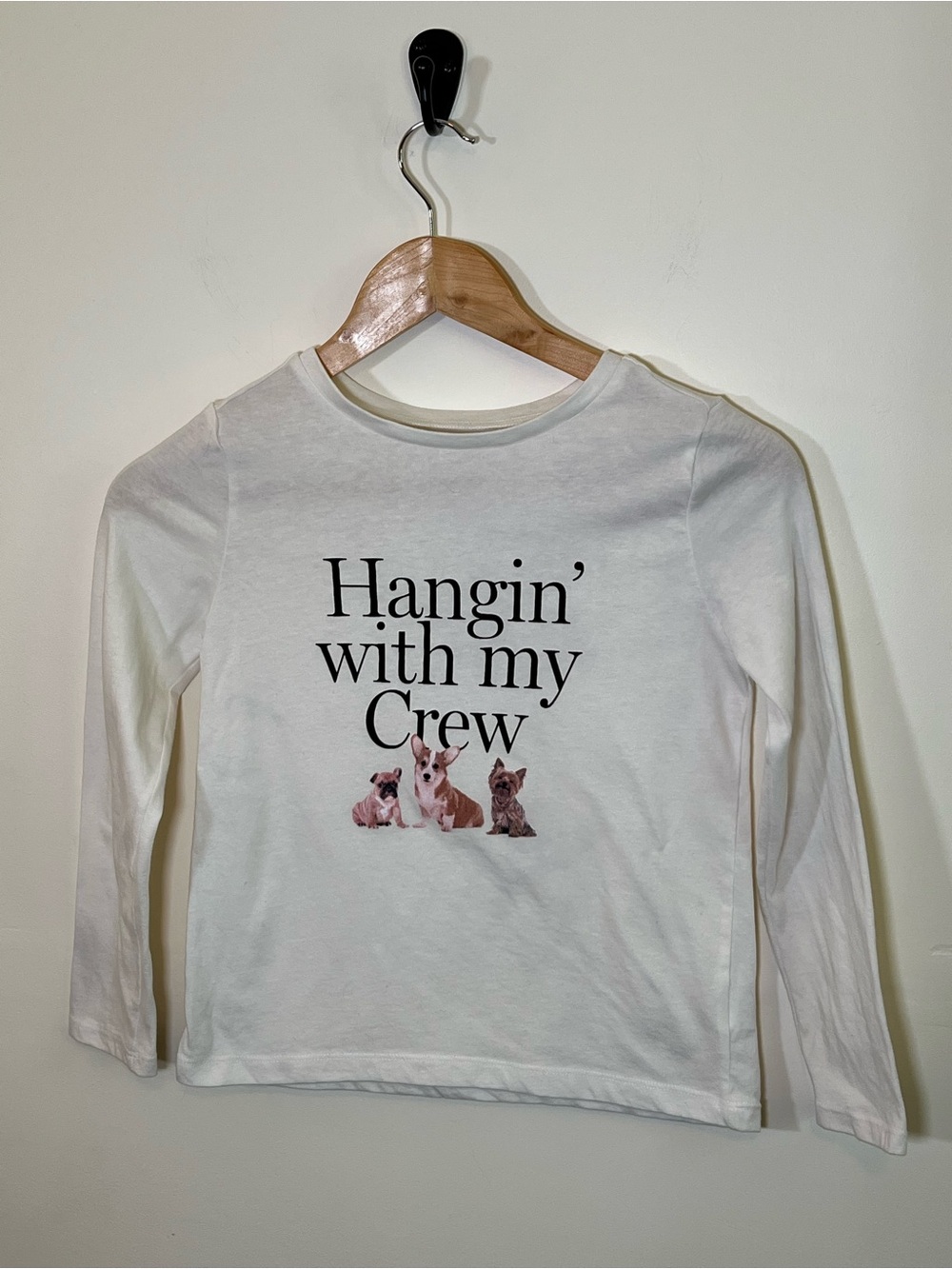OshKosh Bgosh Girls Dog Graphic Shirt White Long Sleeve Hangin With My Crew